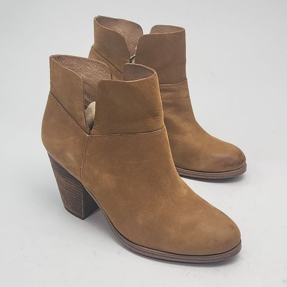 Vince Camuto Ankle Boots Brown Suede Women's 10 High 3.5" Wooden Heel Bootie - Picture 2 of 16